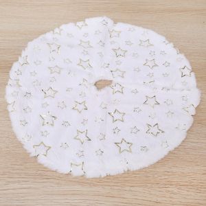 YESPERY 15 inch 38 cm Plush Christmas Tree Skirt White Faux Fur Xmas Trees Sequin Carpet Mat Small Skirts Home Party Decorations