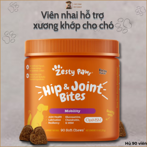 Viên Bổ Hổ Trợ Hông Khớp Cho Chó Mèo Zesty Paws - Hip & Joint Bites Giảm Teo Cơ Hổ Trợ Sụn Mô Liên Kết