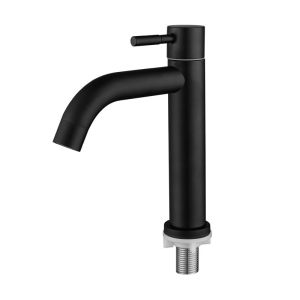 Lavatory Faucet Stainless 304 Black Bathroom Gripo Wash Basin Faucet Single Cold Palanggana Gripo Sa Banyo Grepo Stainless Faucet Sink Stainless Steel Heavy Duty