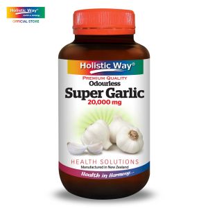 Holistic Way Premium Quality Odourless Super Garlic 20000mg – Supports Heart & Circulatory Health Immunity & Healthy Cholesterol Levels — Vegan (60 Vegetarian Capsules per bottle)