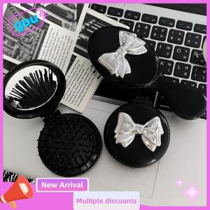 gou Mini Hair Comb With Mirror Foldable Comb Travel Portable Massage Women Girl Hair Brush Black Boeknot Comb Styling Tools Gift