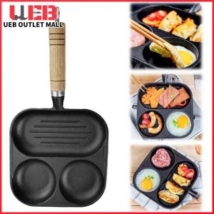 Classic Cast Iron Egg Pan 3-Cup Nonstick Frying Pan with Heat-Resistant Handle for Perfect Omelettes