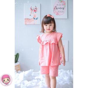 Setelan Playset Kaos Anak Pompom Smilee 1-5Tahun Terlaris | Set Ruffle Anak Perempuan