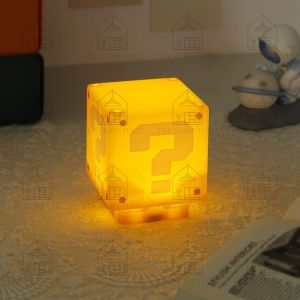 🔥[Ready Stock] Cute Super Mario USB Lamp Charging LED Question Mark Block Star Night Light Gift Lampu Tidur Malam 小夜灯