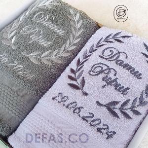 Couple Handuk Bordir (2 pcs) Murah Banget dan Berkualitas untuk Souvenir Nikahan Aqiqahan Kado Valentine Bridemaid Groomsmen