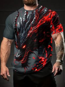 [Local Stock] VCC Funny 3D Chinese Loong Print T Shirt For Men Hip Hop Trend y2k Clothes Casual O-neck Loose Tops Fashion Comfortable Short Sleeve