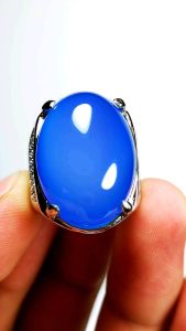 Batu cincin NATURAL akik blue spritus legend kristal top PLAYING COLOR hight Quality
