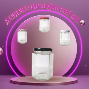 HEXAGON AUBURN Glass Jar 300 mL | Toples Madu Kaca | Toples Segi Enam