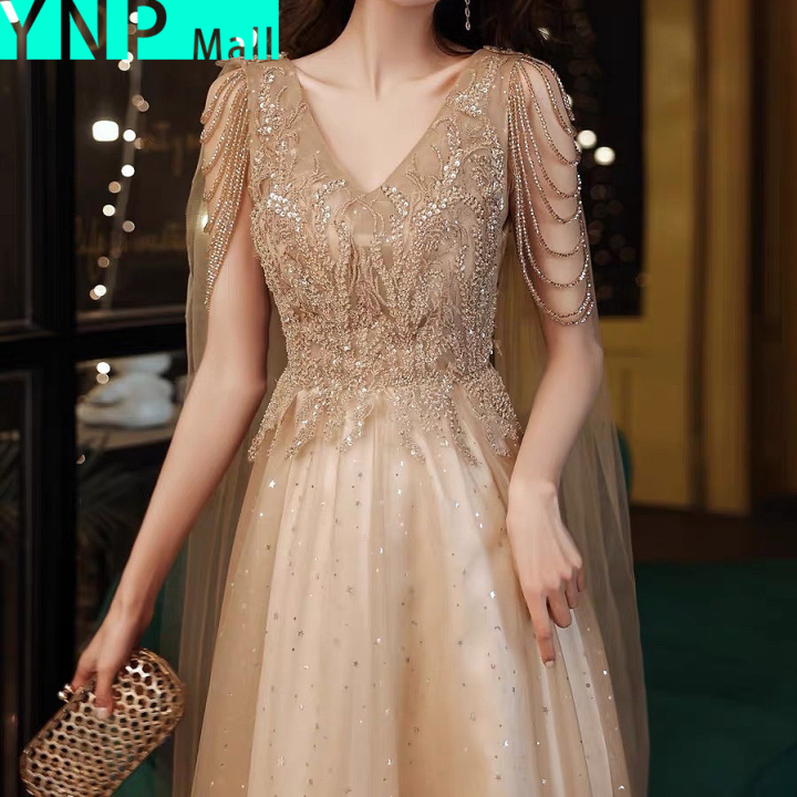 Stylish Golden Evening Dress | Evening Dresses – D&D Clothing
