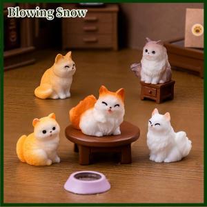 Blowing ของประดับรูปแมวขนาดเล็กภูมิทัศน์การ์ตูนลูกแมวขนาดเล็กโมเดลบ้านตุ๊กตาภายในรถบ้านเดสก์ท็อปของตกแต่ง