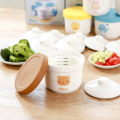 Hũ sứ ăn dặm cho bé Misan 250ml chia vạch có nắp sứ và silicon - Bát ăn dặm cho bé. 