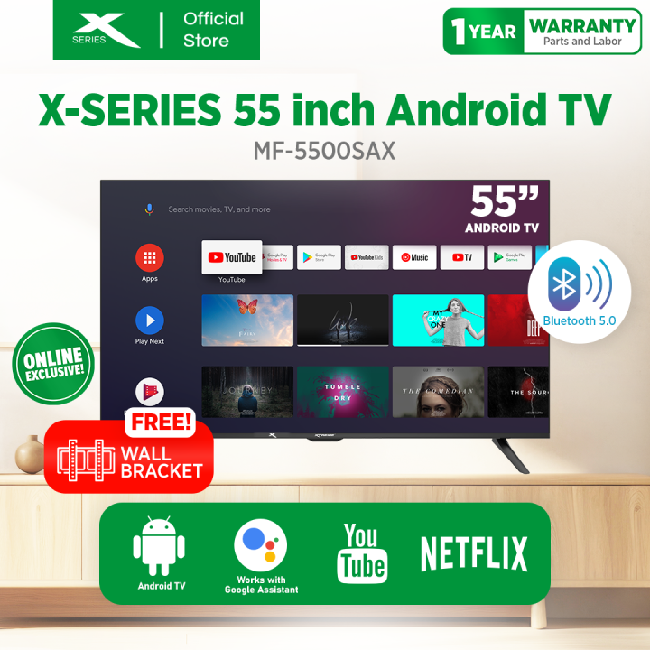 XTREME/X-SERIES 55 inch Android LED TV 4K Ultra HD Frameless Wi-Fi  Netflix Google Play Bluetooth Chromecast Smart Remote with Voice
