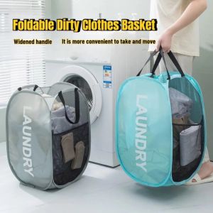 Mesh Fabric Foldable Dirty Clothes Washing Laundry Basket Clothes Storage Baskets Mesh Bag