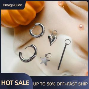 Omaga Punk Long Heart Star Pendant Earrings For Women Simple Fashion Geometric Circular Ear Buckle New Trendy Jewelry Gift