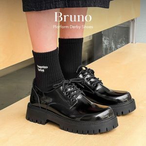 Bruno รองเท้า Derby หนังเงา แบบผูกเชือก เสริมความสูง