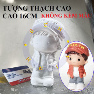 Tượng tô màu BÉ TRAI ĐỘI NÓN LOVE YOU tô tượng thạch cao (Không kèm màu) luyện vẽ tượng trắng decor
