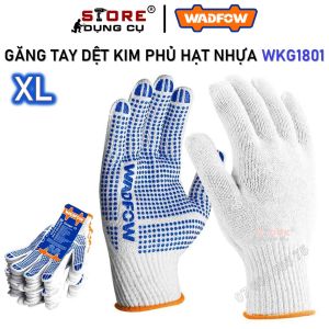 Găng tay lao động Wadfow WKG1801 bao tay dệt kim phủ hạt nhựa PVC size XL Găng tay len bảo hộ chống nắng sửa chữa