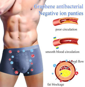 Mens Comfortable Antibacterial Boxer Briefs Mens Negative Ion Black Technology Massage Panties