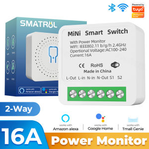 SMATRUL MINI light switch 16A Tuya WiFi push controller Light Breaker with Power moniter 2 way Module Smart Life APP Voice Relay Controller Timer for Google Home Alexa 110-220V 240V