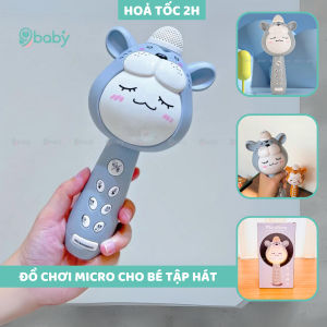 Micro không dây bằng nhựa cho trẻ em có kết nối Bluetooth mẫu Chuột xám 9BABY