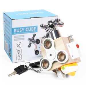 [Ready Stock - local] Montessori Toy - Sensory Busy Cube / Busy Block for Baby/Toddler to Enhance their Learning and Development idle for Gift and Souvenir