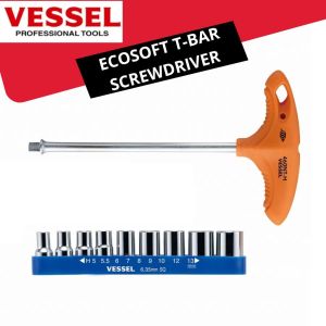 VESSEL Set Kunci T ECO SOFT T-bar Screwdriver Socket Bit Set No. 460NT-9S Multifunction Original