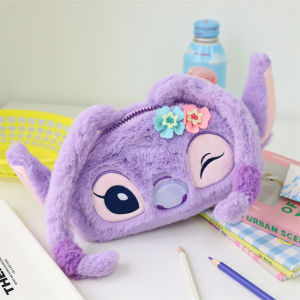 Xiaohongshu Same Style Cartoon Plush Double-Sided Pencil Case Three-Eyed Alien Strawberry Bear Both Sides Cute Niche Pencil Case Fashion