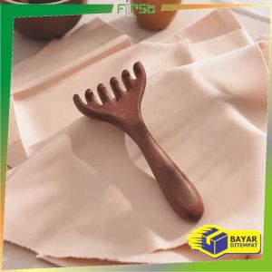 FH-C1370 Sisir Pijat Kepala Motif Kayu / Sisir Tanduk Rusa Menggaruk Kulit Kepala Head Massager