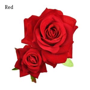 OWTWO Fashion Handmade Festival Bridesmaid Hair Jewelry Bridal Flower Hair Clip Wedding Accessories Double Rose Hairpin