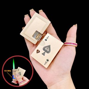 HCM Bật Lửa Khè Xài Gas Hình Lá Bài Kim Loại Có Đèn Lộ Thiên