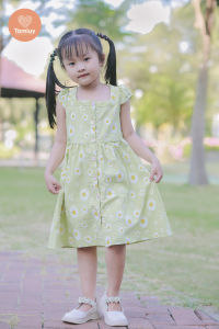 Đầm Bé Gái Tamiuy Hoa Nhí Cổ Vuông Cho Bé Gái 8-30 kg