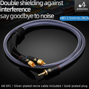 HIFI 3.5mm to 2 RCA Stereo Audio Cable 6N OFC RCA Audio-3.5 Cable and Splitter for Amplifier Mixer