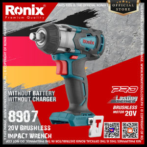 Ronix 8907 20V Brushless Impact Wrench 1/2" Square Drive 350Nm Max Torque 3-Speed Control for Hi-Mid-Low RPM & IPM Waterproof Brushless Motor LED Worklight Battery Indicator Lightweight Ergonomic Anti-Shock Grip Heavy-Duty Metal Gearbox M10-M20