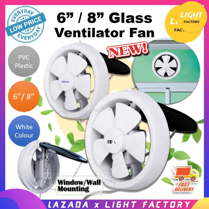 [2 YEARS WARRANTY] HIGH QUALITY SFL Glass Mounted Exhaust Ventilating Fan 6" 8" Wall Mounted
