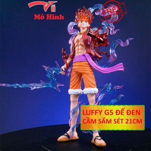 Luffy Gear 5 trạng thái Nika đỏ Cao 21cm đế đen có vũ khí cầm tay sấm sét - Vũ mô hình One Piece