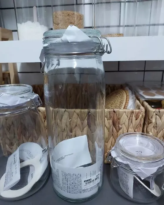 IKEA Multifunction Tall Airtight Clear Glass Jar with Lid Pasta Jar Spice  Jar Cookies Container Biscuit Jar Food Storage Box 2L