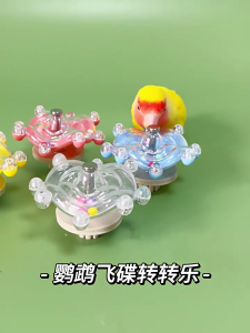 Interactively Flying Disc Toy Engages Bird Parrot in Funny Exercise to Promote Mental Stimulus and Physical Health