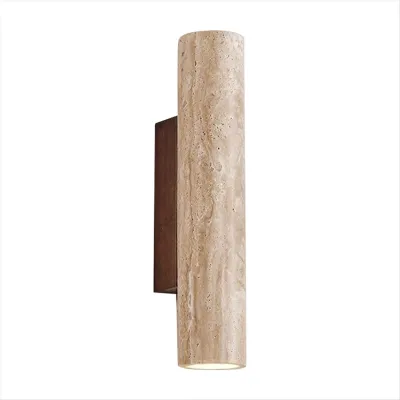 (LAA1) LED Wall Light Modern Simple Natural Yellow Travertine Wall Light with Up and Down Light for Bedroom Living Room Hallway