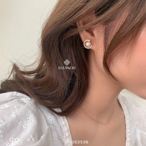 Bông tai nữ chuôi bạc 925 Eleanor Accessories khuyên tai viền hở ngọc trai nhân tạo phụ kiện trang sức 2536
