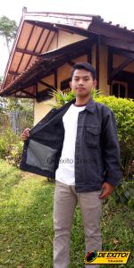 MFJ Jaket Jeans Denim Pria Abu Tua Drak Grey