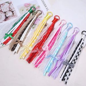 DIVATEN 2Pcs Lace Braided Lace Lanyard Keychain Multi-Purpose Colorful Design Bow Pendant Keyring Elegant Lightweight Braided Keychain For DIY Craft