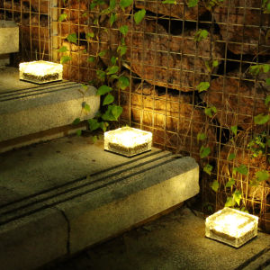 Solar ICE Light LED Light Outdoor Waterproof Stair Step Sunlight Ice Cube Brick Sun Light Lamp For Yard Landscape Patio Decoration