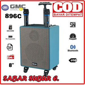 GMC 896C SPEAKER PORTABLE / AMPLI MEETING BLUETOOTH 8 INCH FREE 2 MIC WIRELESS