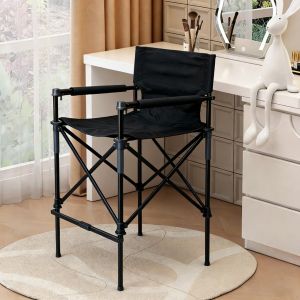 Portable Folding Makeup Chair with Armrests Lightweight Foldable Seat for Dressing Room Salon Camping Fishing Beach Picnic Outdoor Events and Home Use