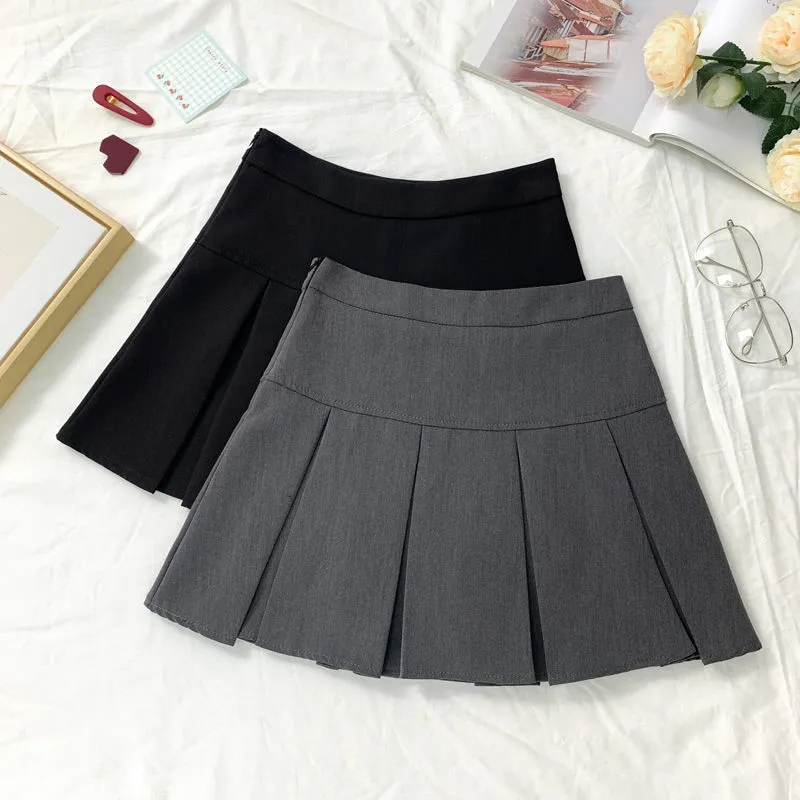 Vintage Gray Pleated Skirt Women Kawaii High Waist Mini Skirts Korean Fashion School Uniform Harajuku Streetwear Spring Lazada PH