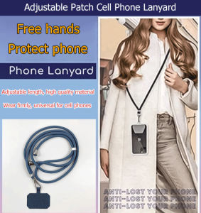 Adjustable hanging neck anti-lost and anti-fall mobile phone nylon lanyard card set