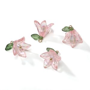 16x17mm Acrylic Lily ngọc trai nhựa Mặt dây chuyền cho vòng tay thủ công Vòng cổ bông tai Keychain Tự Làm Thủ Công Phụ kiện làm đồ trang sức