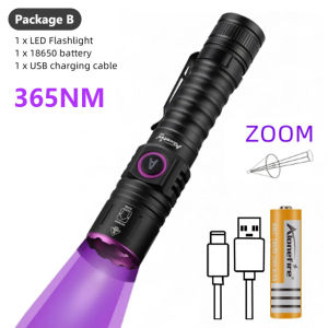 Alonefire SV87 Zoom UV Flashlight 395/365NM USB Rechargeable Portable Money Detector 18650 Led Torch