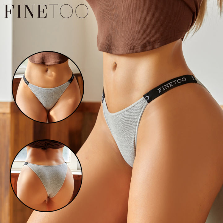 Finetoo Algodão Tangas 3 Pçs/set Sexy Baixo-rise T-back Underwear