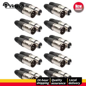 【Vktech】 20pcs 3 พิน Cannon XLR ตัวเชื่อมต่อสังกะสีอัลลอยด์ 10 ตัวผู้ 10 ตัวเมียตัวเชื่อมต่อไมโครโฟนเสียงหญิงสำหรับแอมพลิฟายเออร์มิกเซอร์